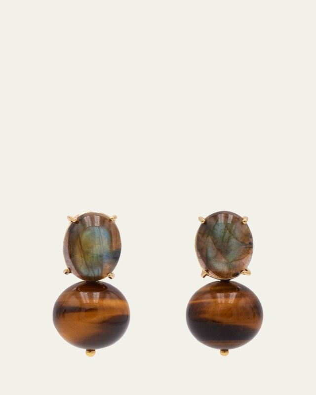 Boule Tigers Eye and Labradorite Earrings